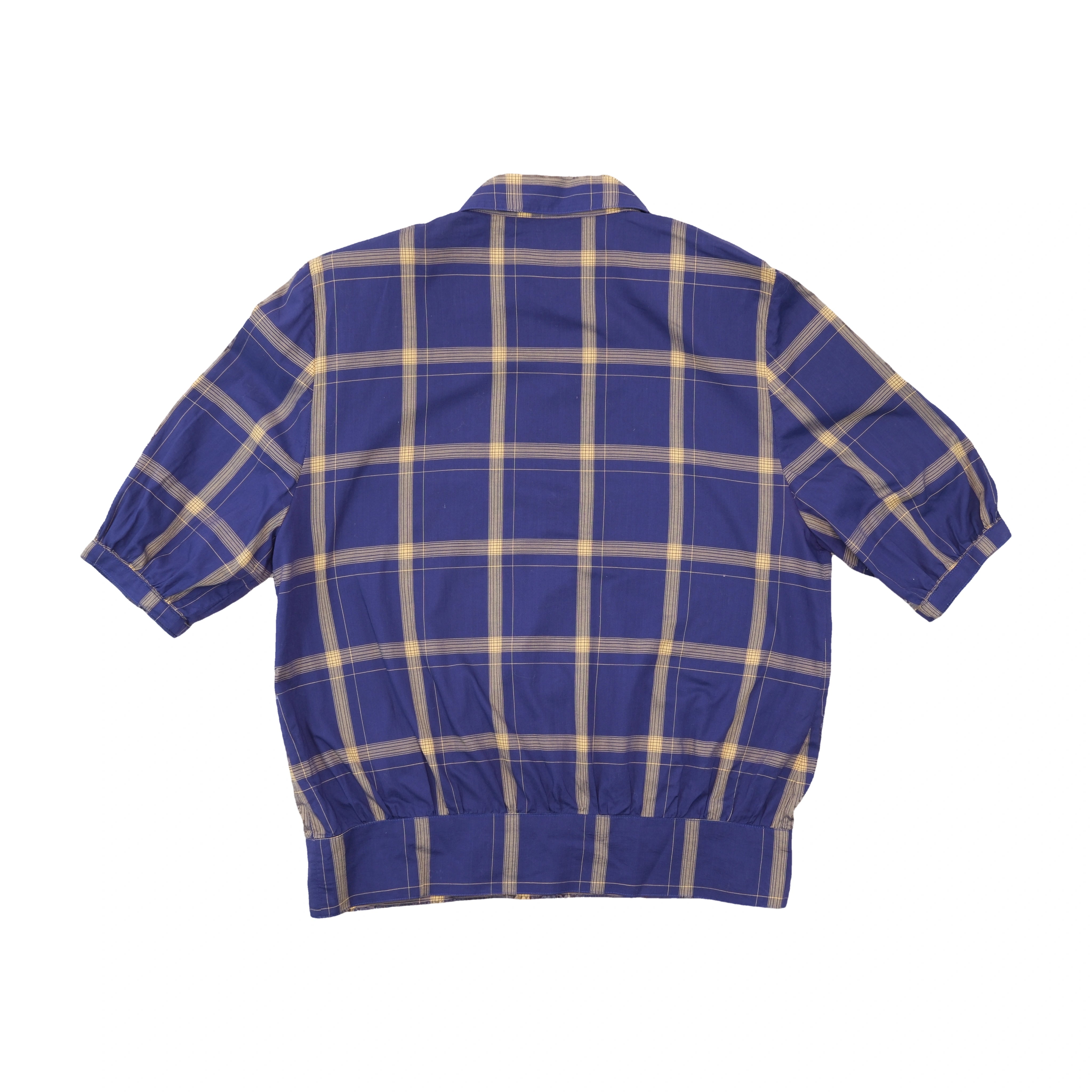 Blue Plaid Short Sleeve Button-Up Shirt