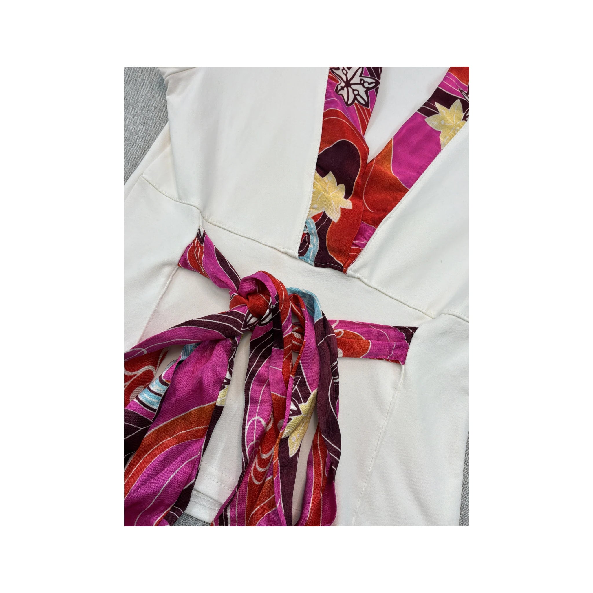 Rinascimento Floral Trim Tie Front Blouse (Repriced)
