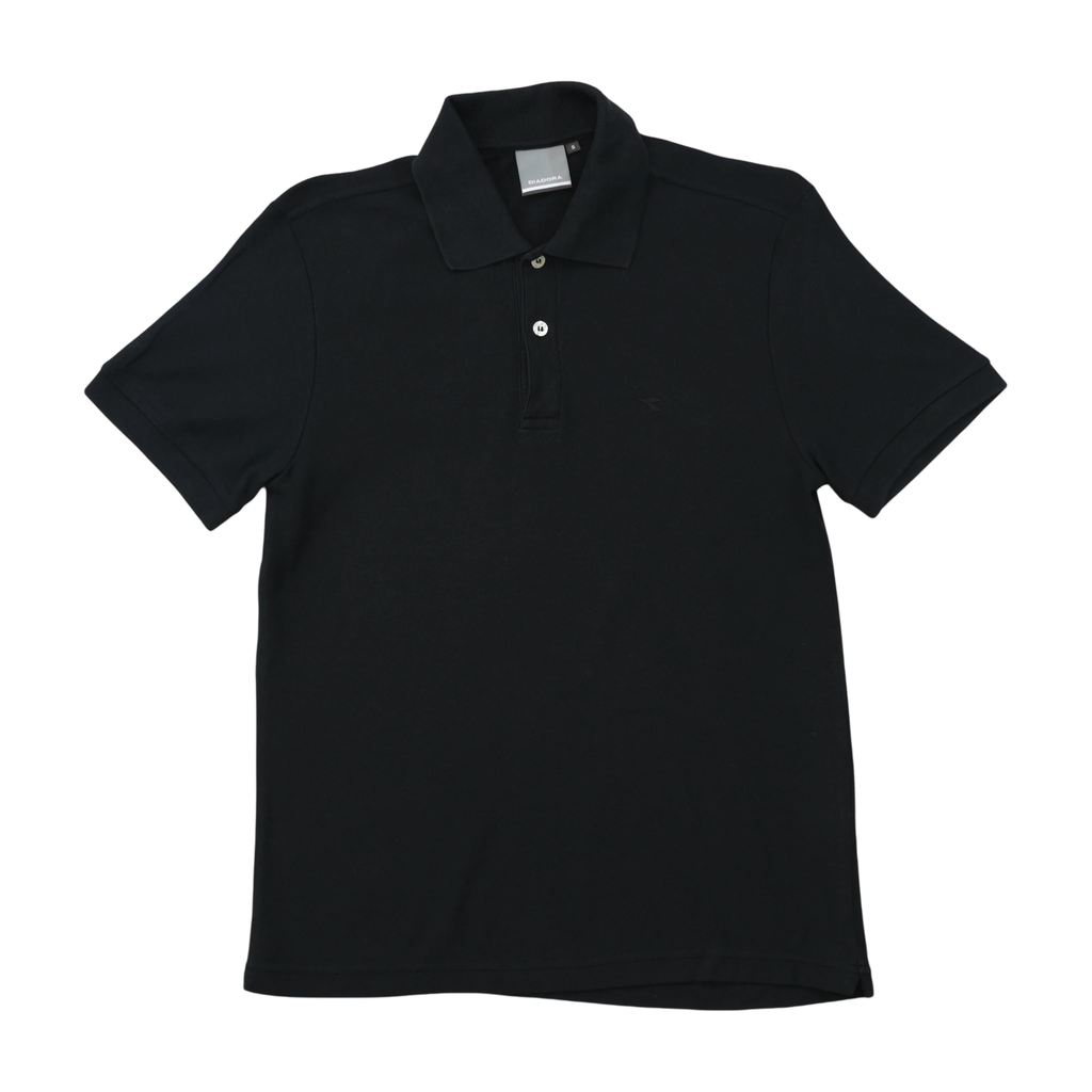 Diadora 100% Cotton Black Piqué Polo Shirt