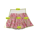 Retro Floral Print Cotton Circle Skirt with Contrast Elastic Waistband and Lace Trim