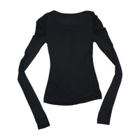 Miss Sixty Black Ruched Shoulder Long Sleeve Top