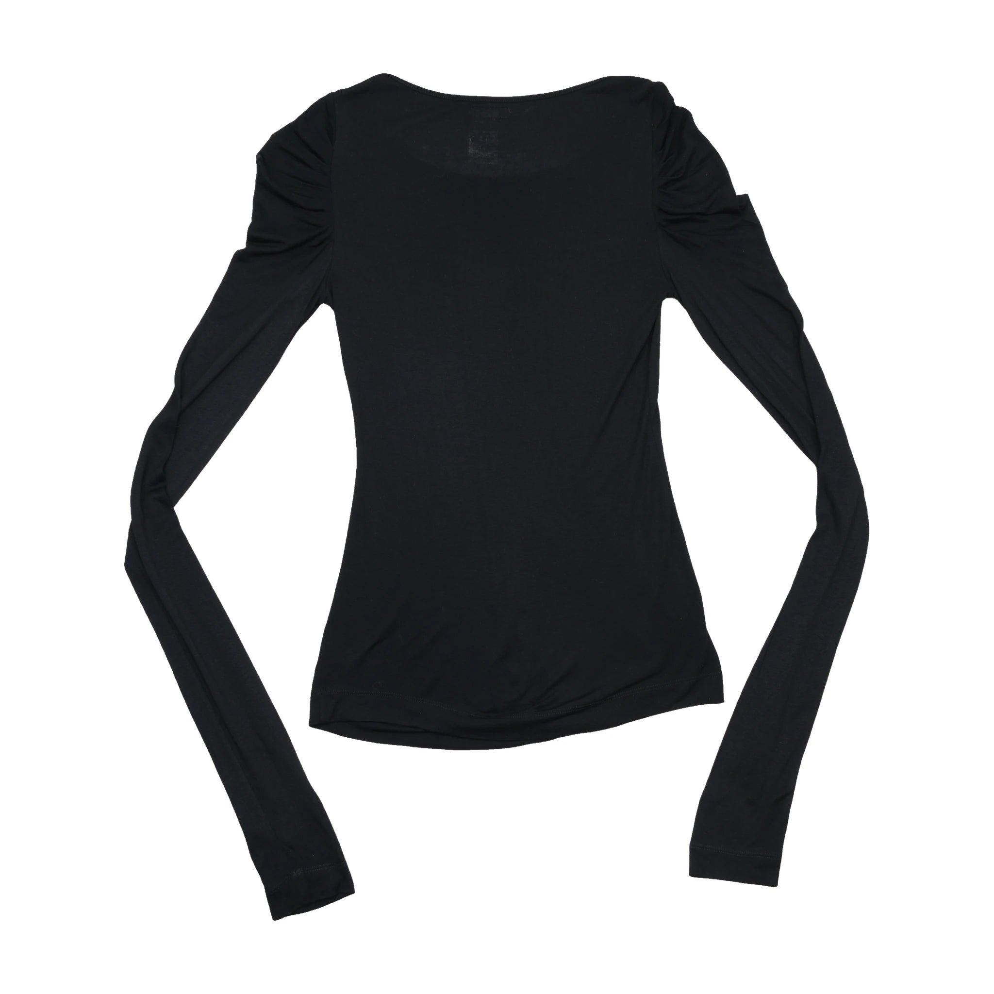 Miss Sixty Black Ruched Shoulder Long Sleeve Top