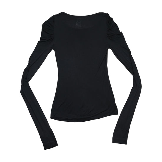 Miss Sixty Black Ruched Shoulder Long Sleeve Top