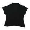 Blusa Mandala em Raiom preto de Manga curta com Botões à Frente