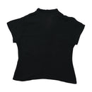 Blusa Mandala em Raiom preto de Manga curta com Botões à Frente