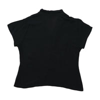 Blusa Mandala em Raiom preto de Manga curta com Botões à Frente