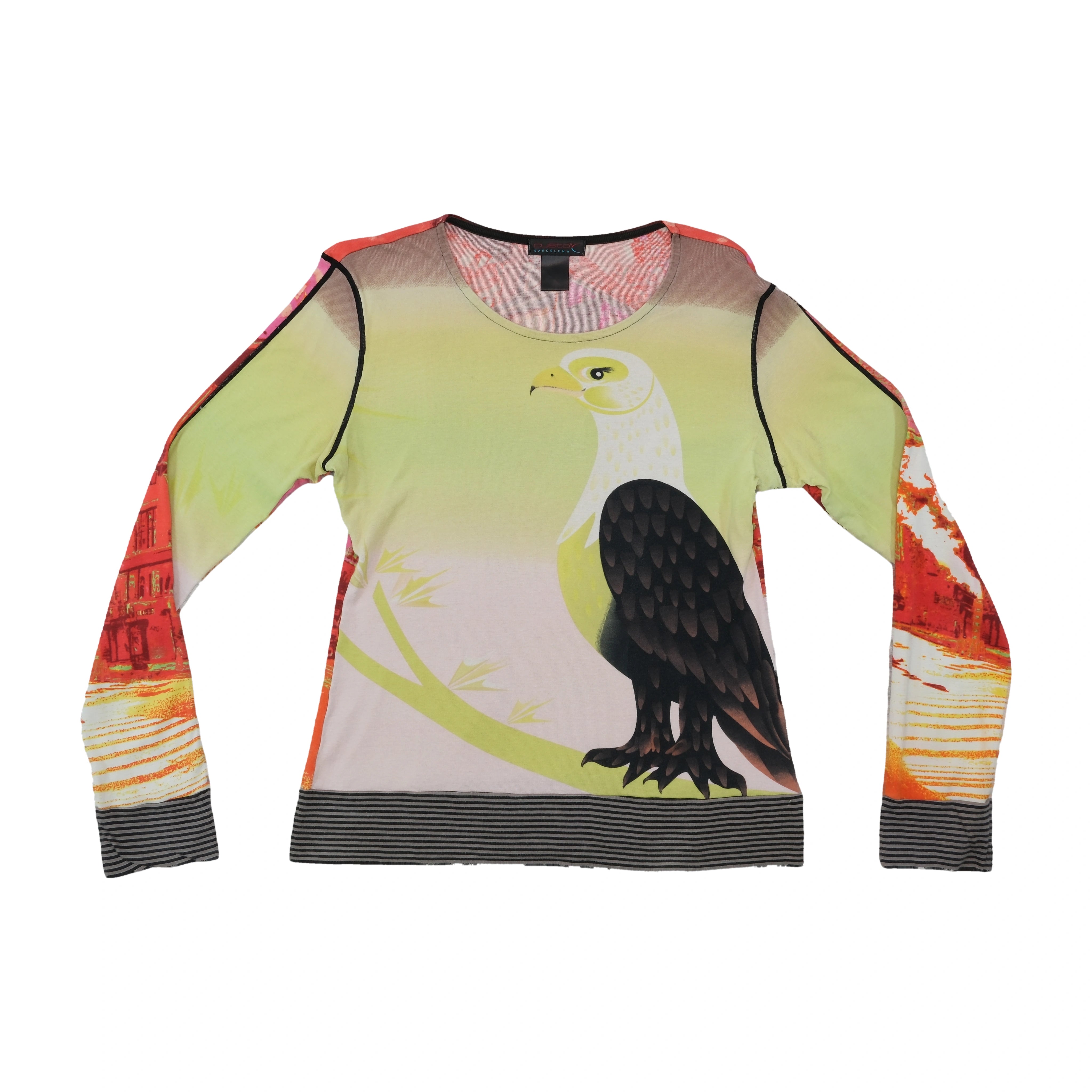 Custo Barcelona Graphic Eagle City Print Cotton Long Sleeve T-shirt