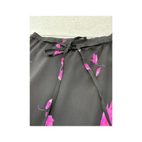 Vintage Black Pink Floral A-Line Skirt