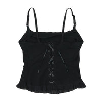 Pimkie Lace-Up Black Ruffle Cami Top
