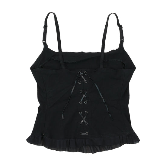 Pimkie Lace-Up Black Ruffle Cami Top