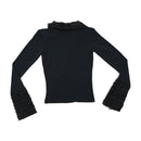 Bibiko Glitter Trim Bell Sleeve V-Neck Blouse