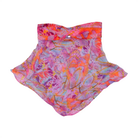 Butterfly Print Silk Chiffon Handkerchief Hem Tube Top