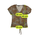 You & Me Italia Leopard Print Ruched Tie Front Blouse