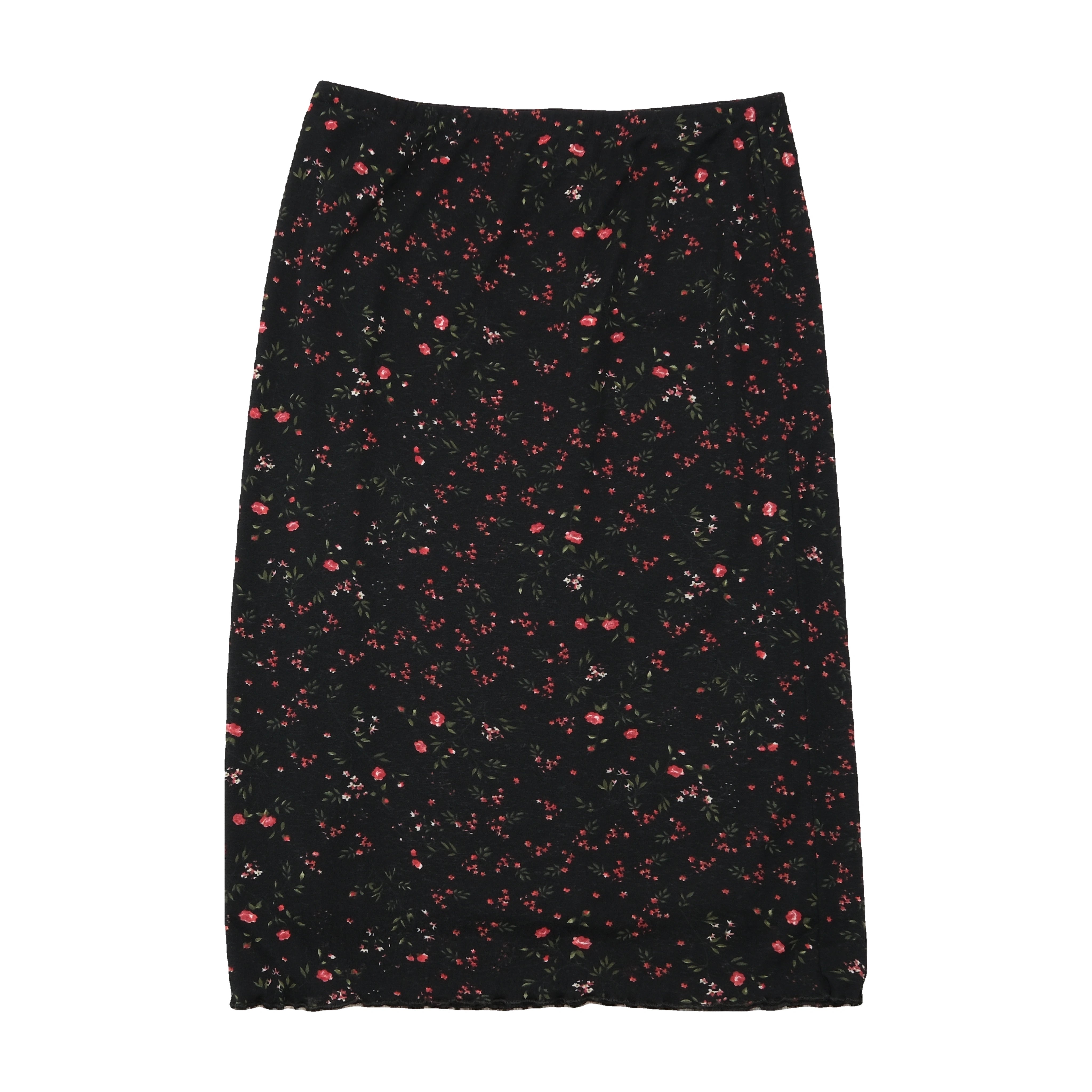 Vintage Black Ditsy Floral Midi Skirt
