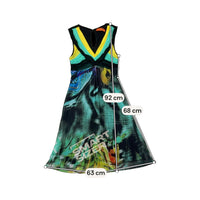Abstract Print Sleeveless V-Neck Midi Dress Size 44