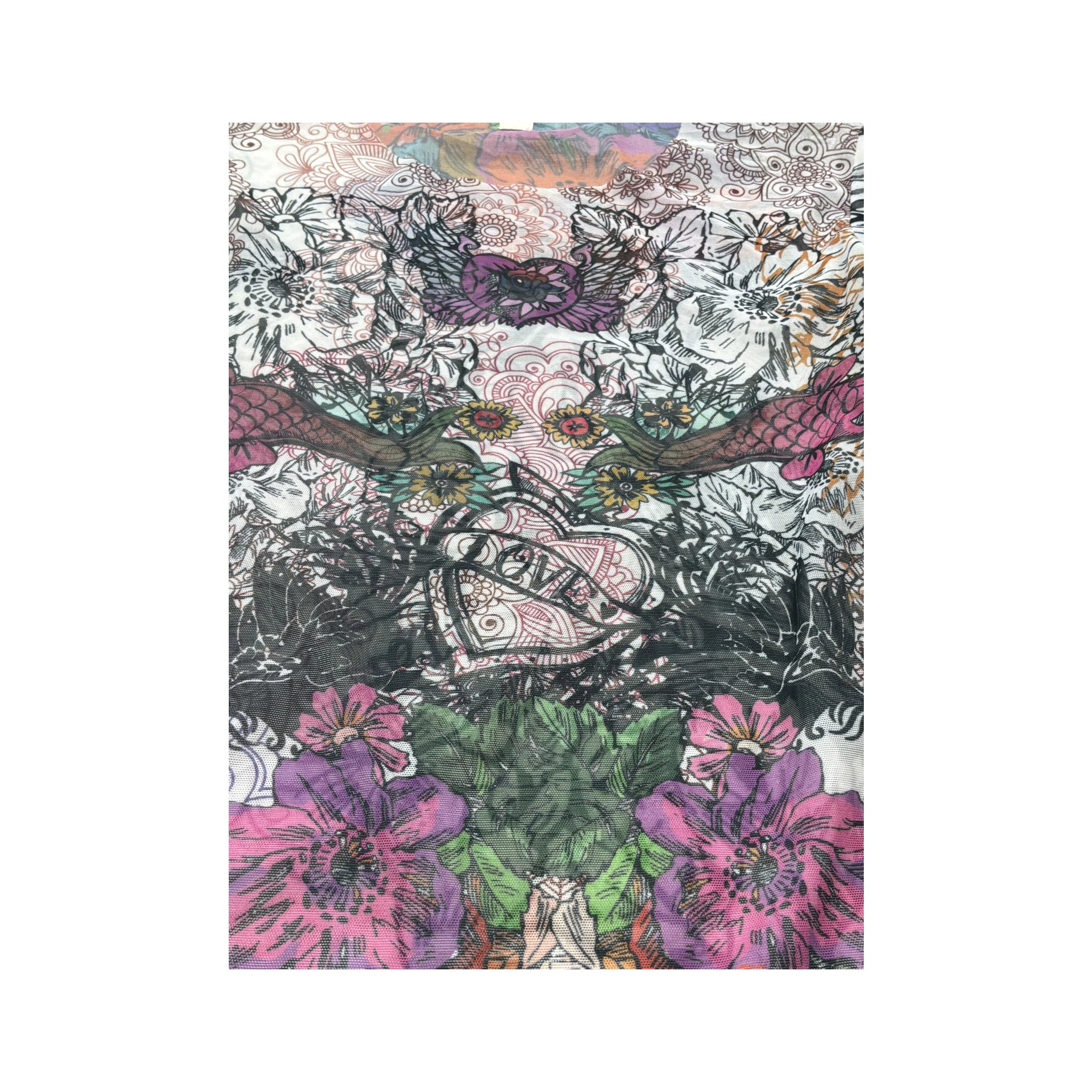 RO Floral Tattoo Print Mesh Blouse (Repriced)