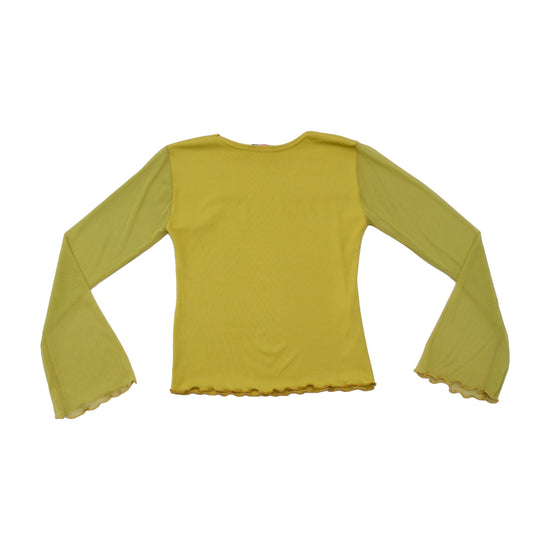 Blusa Transparente Anteprima Back Collection de Manga de Sino com Bainha Ondulada