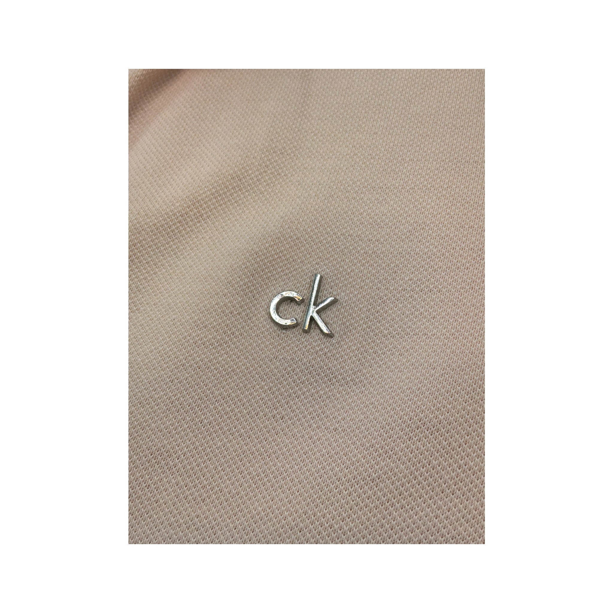 Calvin Klein Pink and White Cotton Stretch Polo Shirt