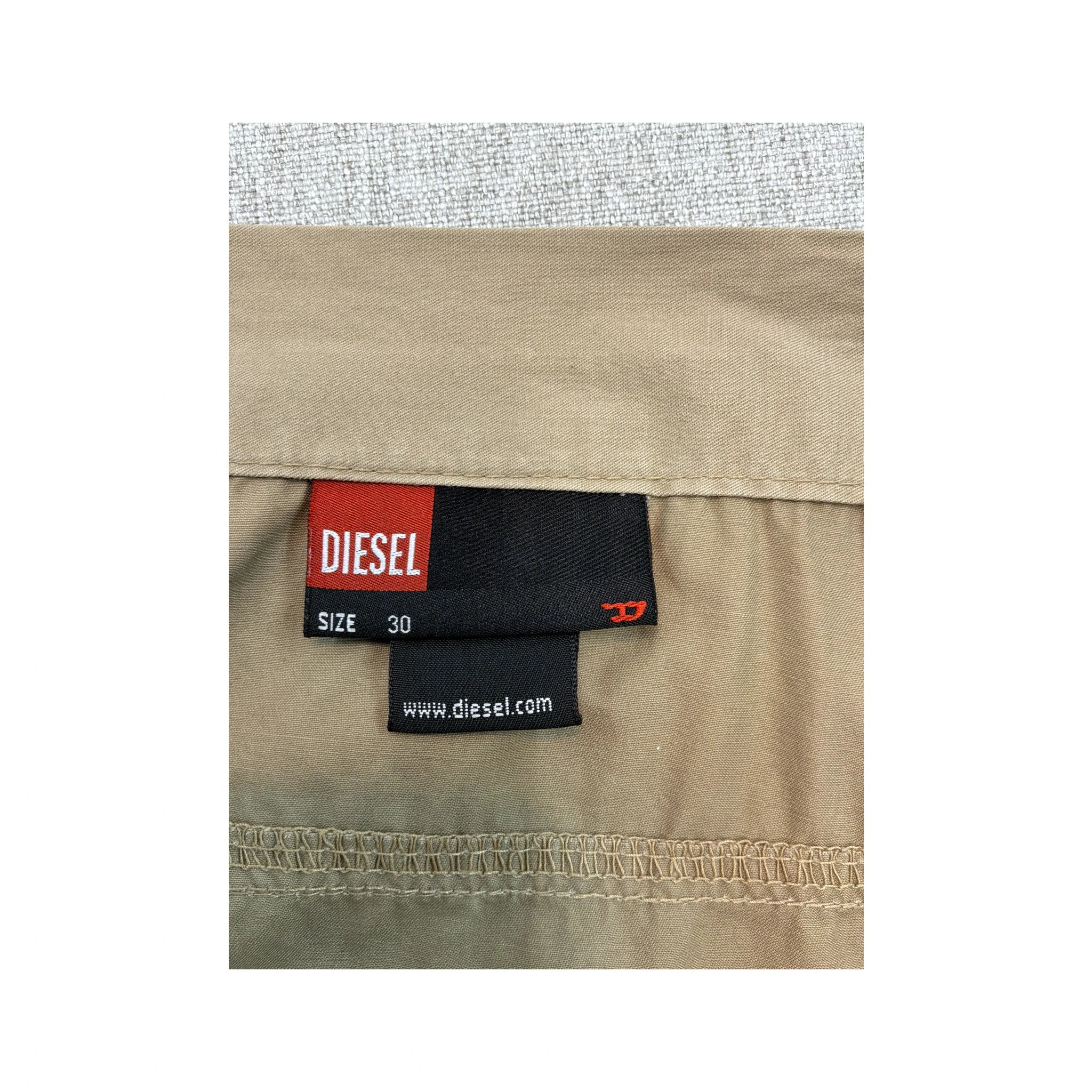 Diesel Beige Logo Embroidered Midi Skirt