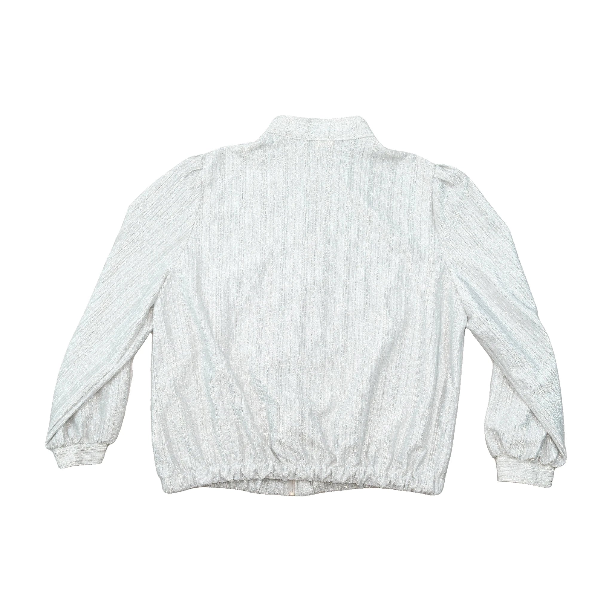 Yesica Vintage Metallic Silver Textured Zip-Front Jacket