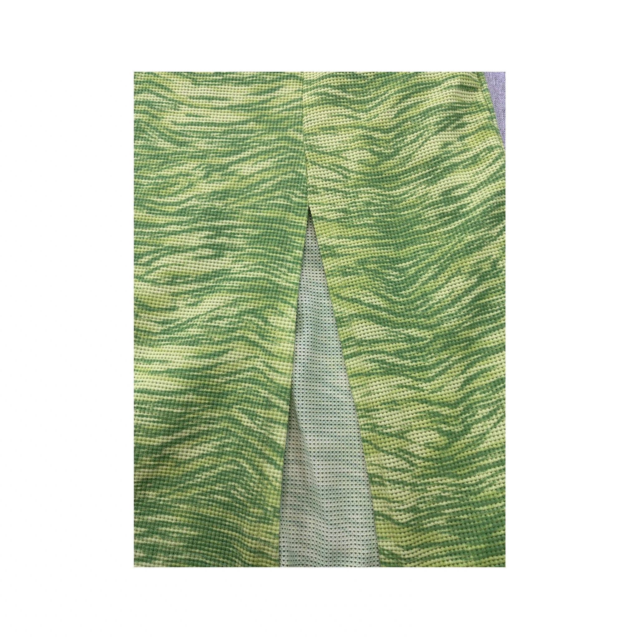 Americo Tavar Green Zebra Print Mesh Maxi Dress