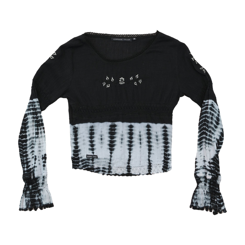 Americo Tavar Embroidered Tie Dye Cotton Blouse