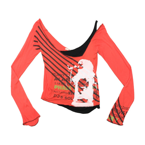 Y2K Asymmetric Graphic Off Shoulder Blouse