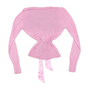 Camisola de malha rosa em Cetim com Cintura de Atar