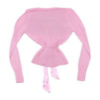 Camisola de malha rosa em Cetim com Cintura de Atar
