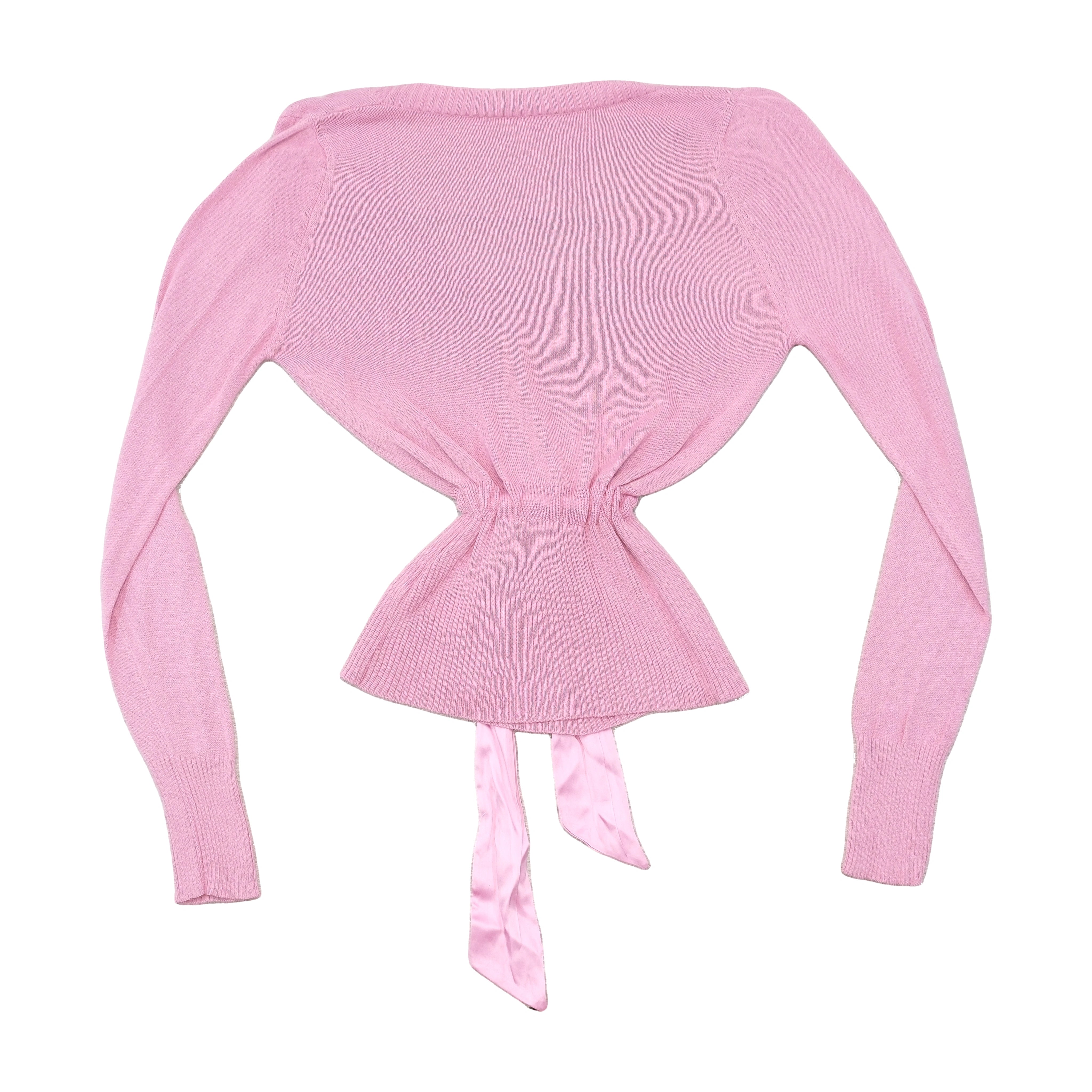 Camisola de malha rosa em Cetim com Cintura de Atar