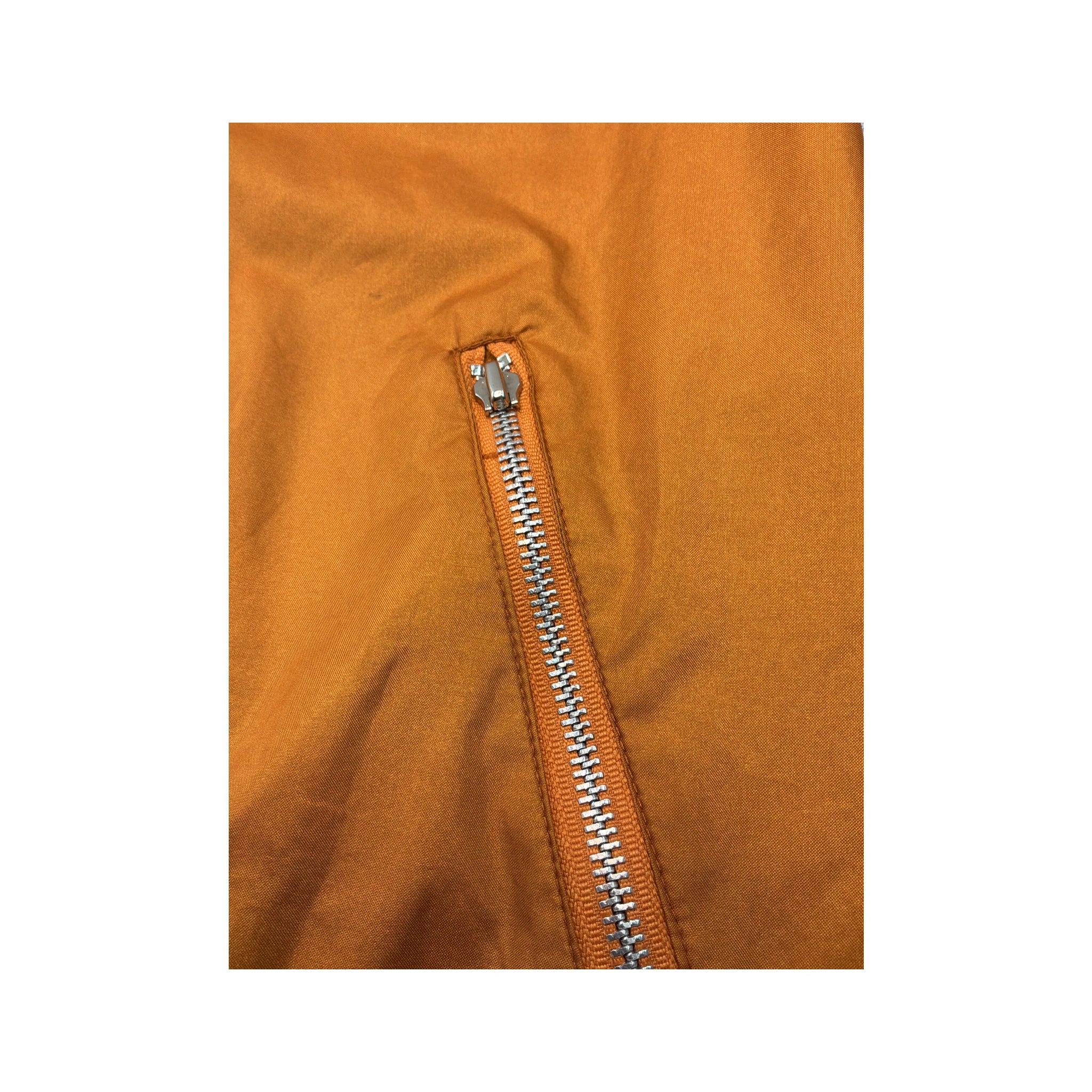 Vintage Orange Lightweight Polyester Zip Front Jacket with Point Collar