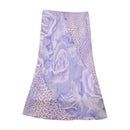 Vintage Purple Rose and Animal Print Asymmetric Midi Skirt