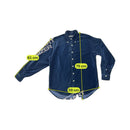 Replay Navy Cotton Velvet Button-Down Shirt