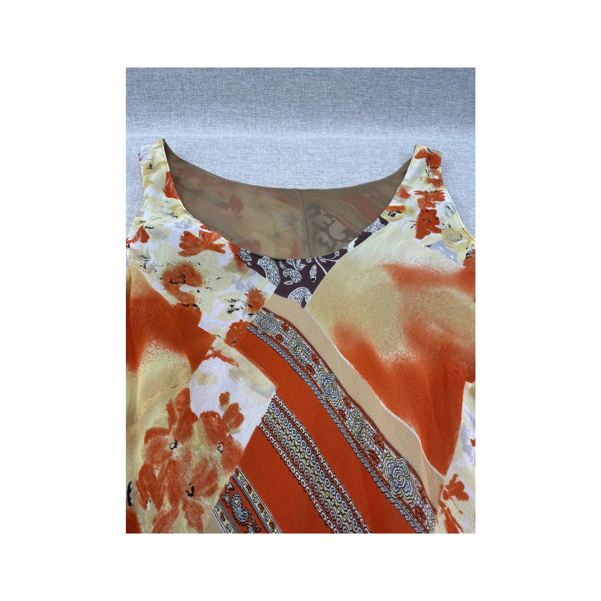 Vintage Floral Patchwork Print Sleeveless Dress
