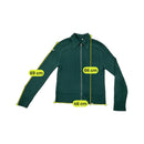 Vintage Dark Green Virgin Wool Blend Full Zip Collared Sweater