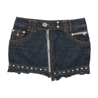 Nine Lives Studded Zip Front Denim Mini Skirt