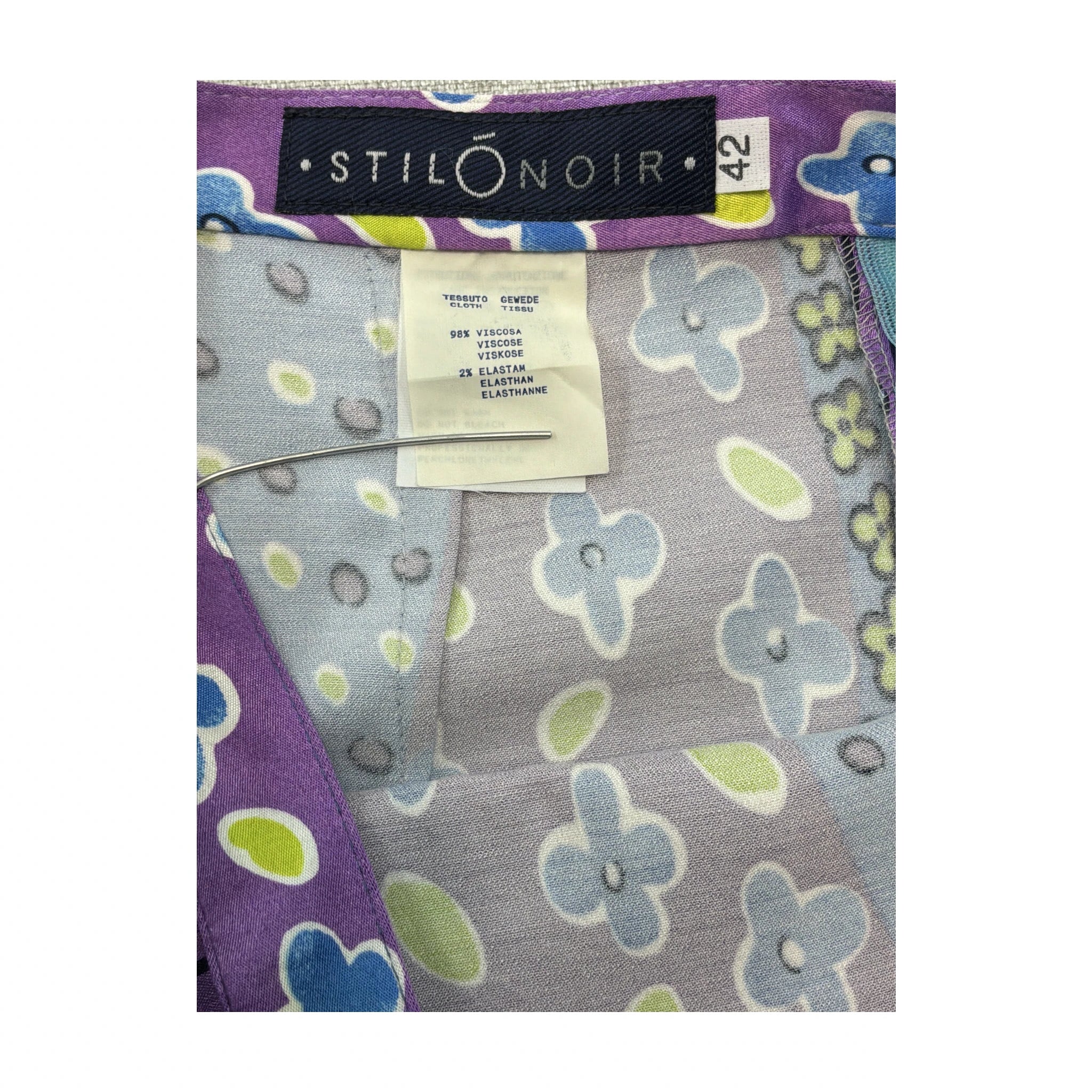 St. Lönnqvist Purple & Blue Floral Stripe Mini Skirt