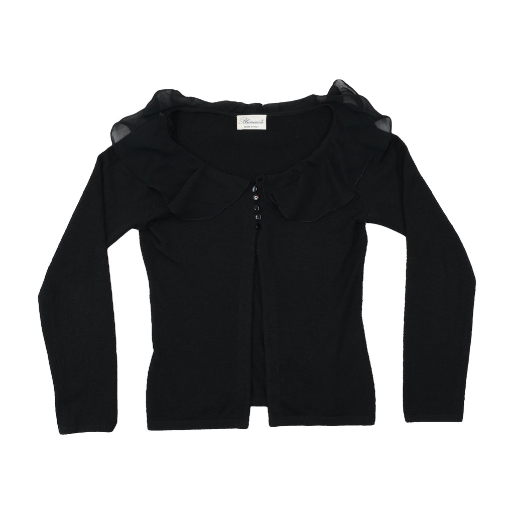 Blumarine Ruffle Collar Knit Cardigan