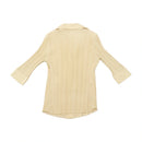 Vintage Made in Italy Ribbed Pleated 3 4 Sleeve Button Up Shirt