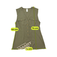 Vintage Olive Green Sleeveless Button-Front Blouse