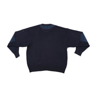 Camisola de gola Redonda Blue de Gênes em Lã Merino Extrafina com Cotoveleiras