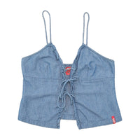 Miss Sixty Lace Up Chambray Cotton Tank Top