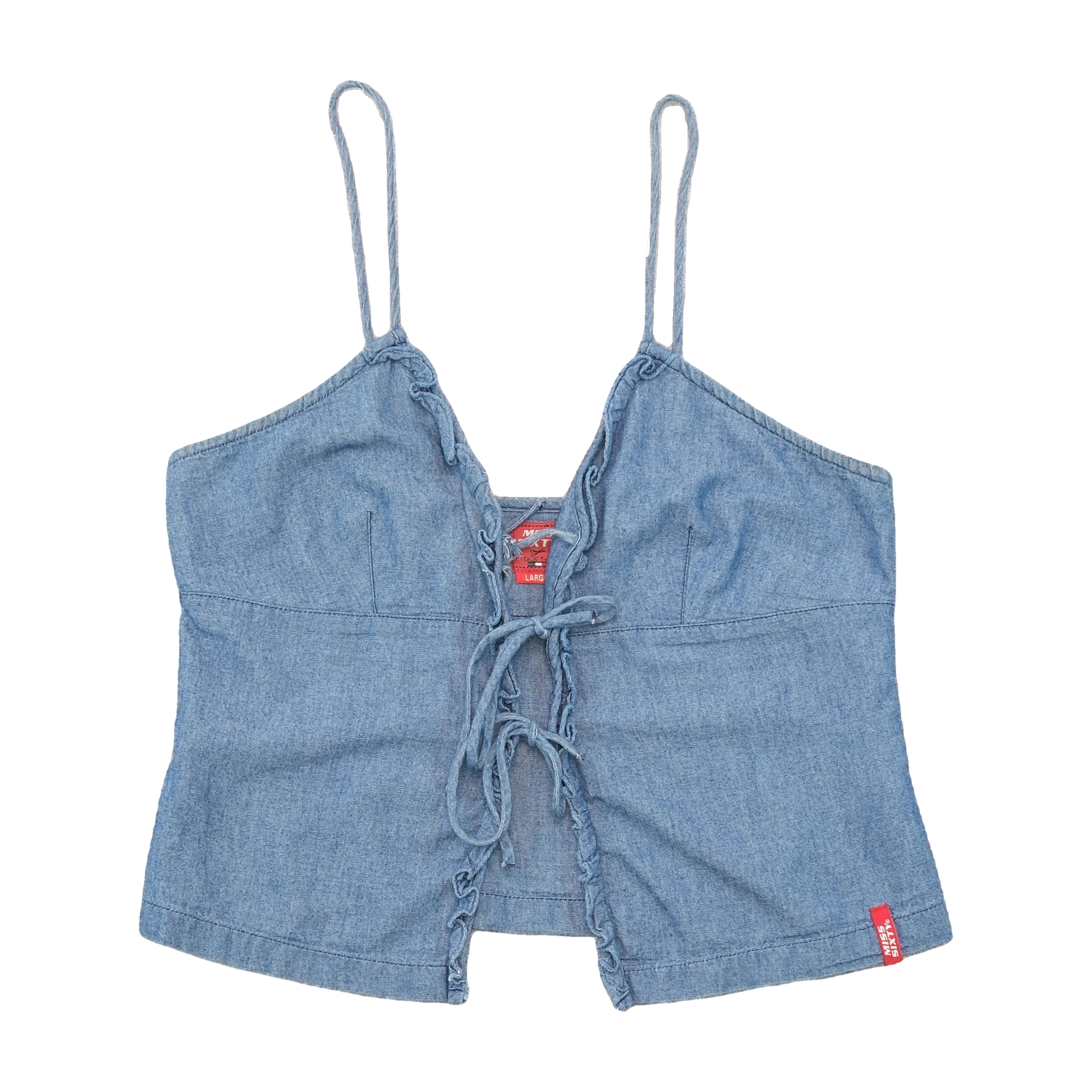 Miss Sixty Lace Up Chambray Cotton Tank Top