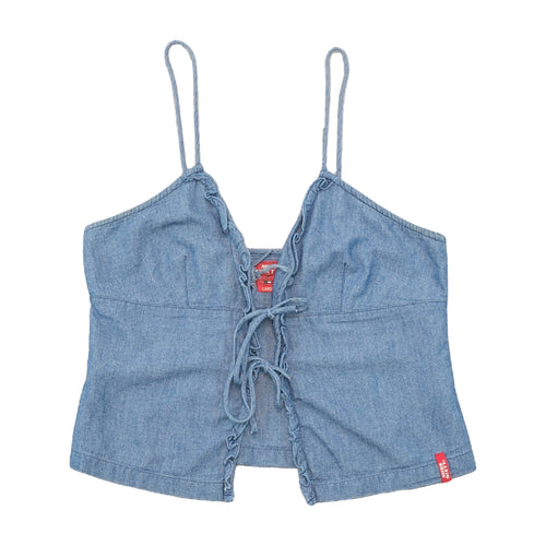 Miss Sixty Lace Up Chambray Cotton Tank Top
