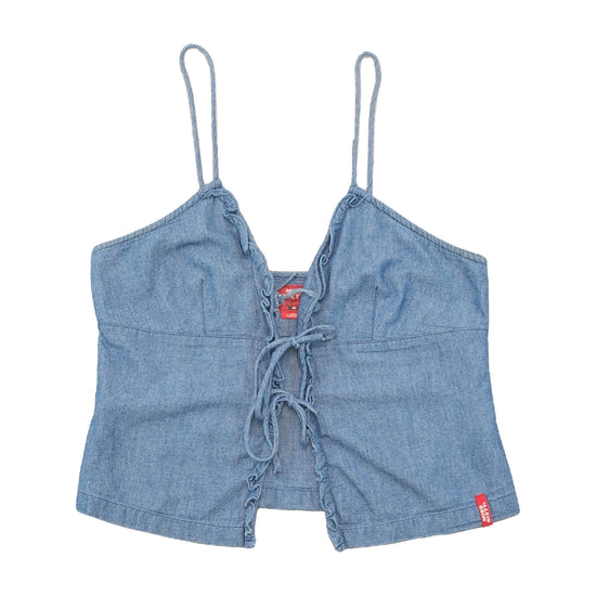 Miss Sixty Lace Up Chambray Cotton Tank Top