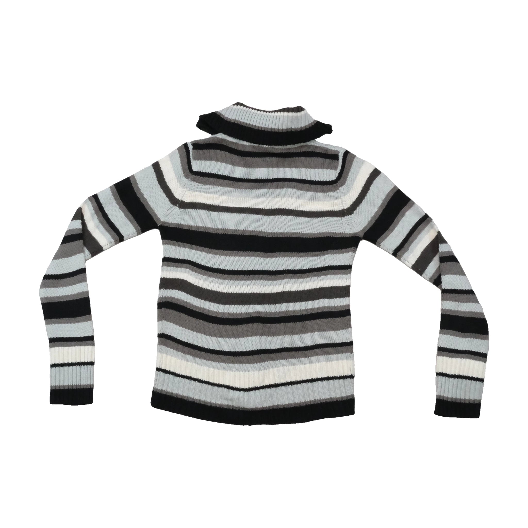 emo! Striped Zip Front Knit Sweater