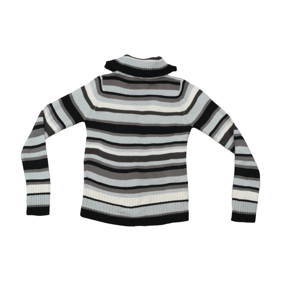 emo! Striped Zip Front Knit Sweater
