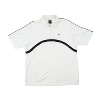 Nike Vintage White Contrast Panel Zip Polo Shirt