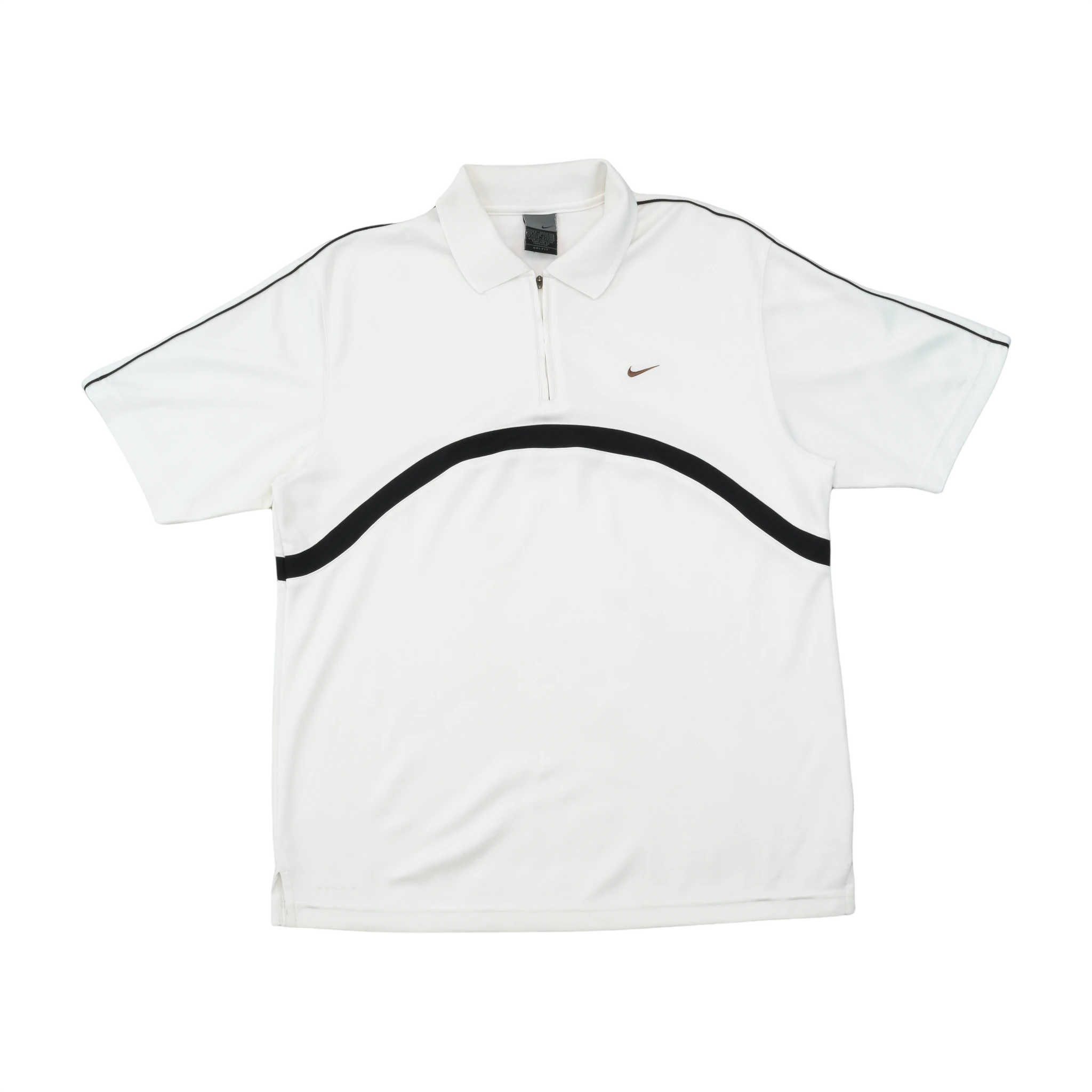 Nike Vintage White Contrast Panel Zip Polo Shirt