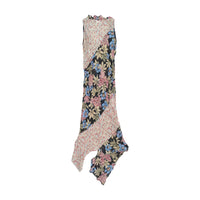 Patrizia Pepe Floral Ruffle Trim Asymmetrical Maxi Dress (silk?)